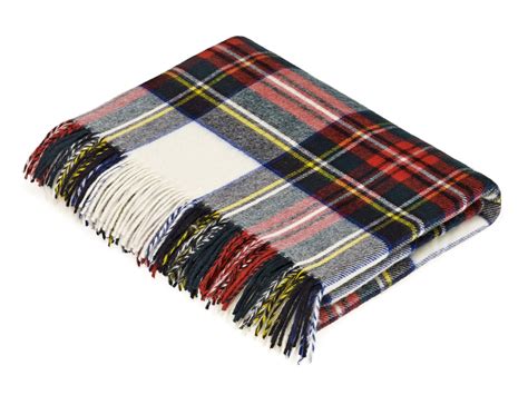 Tartan Plaid- Merino Lambswool Throw Blanket-Dress Stewart Tartan- Mad