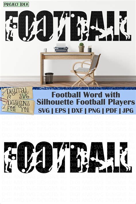 Football Silhouette Word with Football Players | Soccer