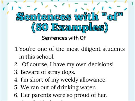 Sentences with "of" (80 Examples) - EnglishGrammarSoft