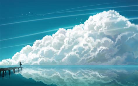 Anime Girl Sea Sky Clouds Landscape Art 4k Wallpaper,HD Anime Wallpapers,4k Wallpapers,Images ...