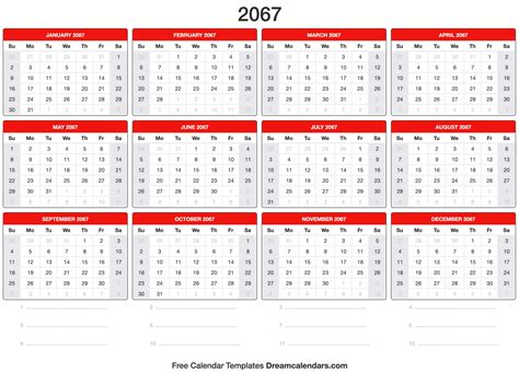 2067 Calendar