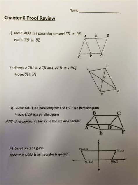 Honors Geometry - Vintage High School: Chapter 6 proof review