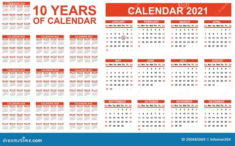 2021-2030 Ten Years Of Calendar Royalty-Free Stock Photo ...