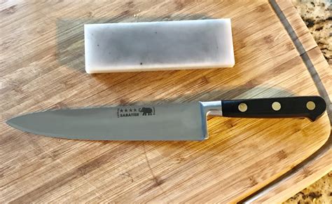 New knife! 8-inch 4-star carbon steel Sabatier. It’s shorter than I ...