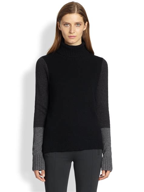 Lyst - Vince Wool Cashmere Colorblock Turtleneck Sweater in Black