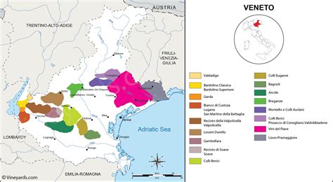 Italy Map of Vineyards Wine Regions