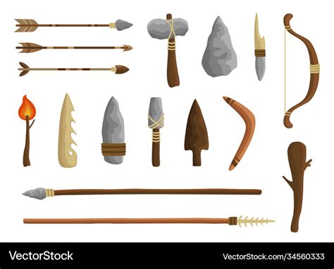 Stone age tools set caveman civilization culture Vector Image