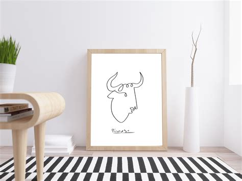 Picasso abstract bull Line Art Drawing inspired by Picasso | Etsy