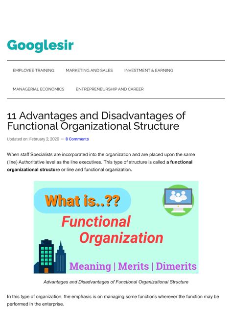 SOLUTION: 11 advantages and disadvantages of functional organizational structure - Studypool