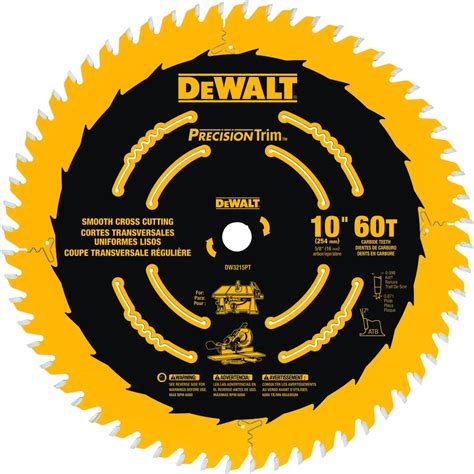 Shop DEWALT Precision Trim 10-in 60-Tooth Carbide Circular Saw Blade at Lowes.com