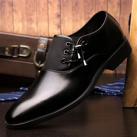 Male Dress Shoes Party Young Men Flat Top Shoes commerce Suits Leather ...