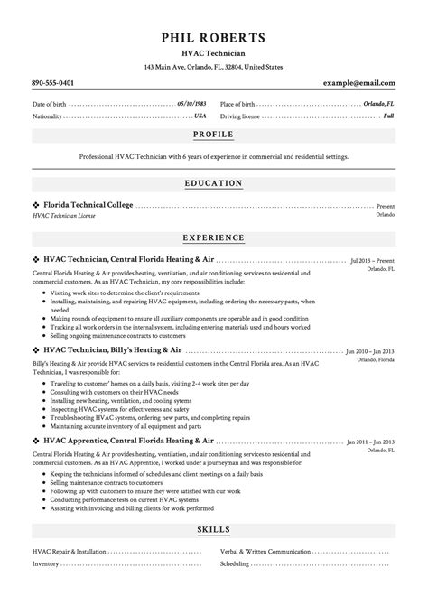 HVAC Technician Resume Sample | Resumeviking.com