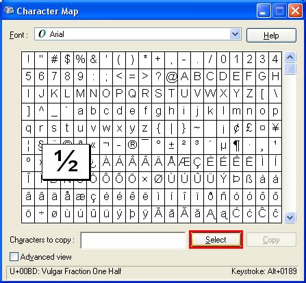 General Computers: Use Character Map To Get Specific Character