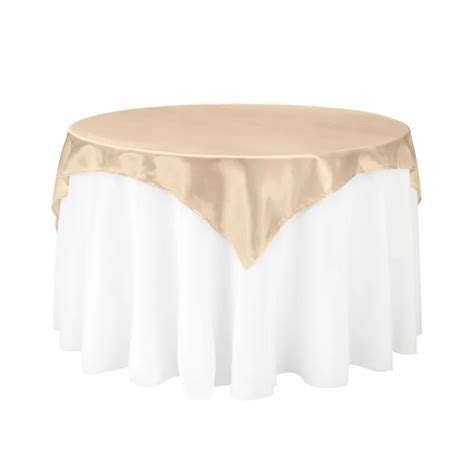 10Pcs 72"*72" Beige Square Table Overlay For Round Wedding/Party/Dinning Table Decoration Free ...