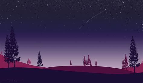 1080P Free download | Art, Night, Vector, Spruce, Fir, Starfall HD ...