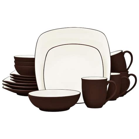 Noritake Colorwave Chocolate 16-Piece Square (Brown) Stoneware ...