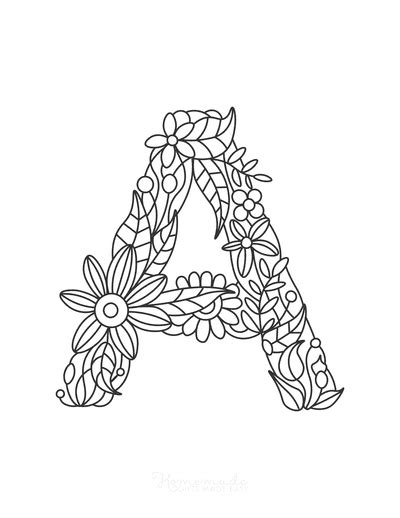 Flower Design Letter Coloring Pages Coloring Pages