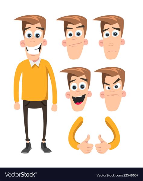 Funny cartoon character emotions set Royalty Free Vector