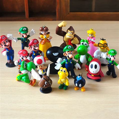 18 pçs/set 3.5 5.5 cm Super Mario Ação FigureToy Presentes de Aniversário Brinquedos Dos ...