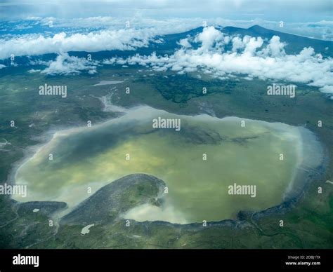 Aerial view of Ngorongoro Crater in the Ngorongoro Conservation Area ...