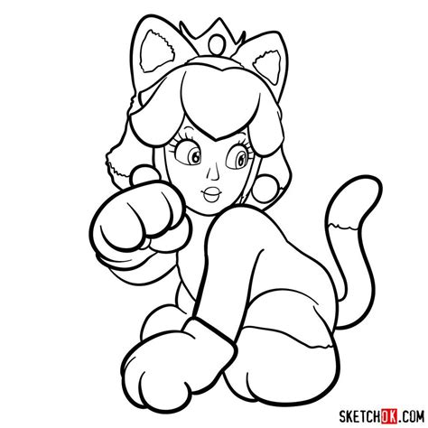 How to draw cat Princess Peach | Yoshi drawing, Drawings, Easy drawings