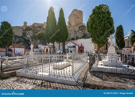 Parish Cemetery and Olvera Castle Tower - Olvera, Andalusia, Spain Editorial Image - Image of ...