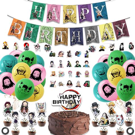 Buy Demon Slayer Birthday Party Supplies, Anime Birthday Decoration ...