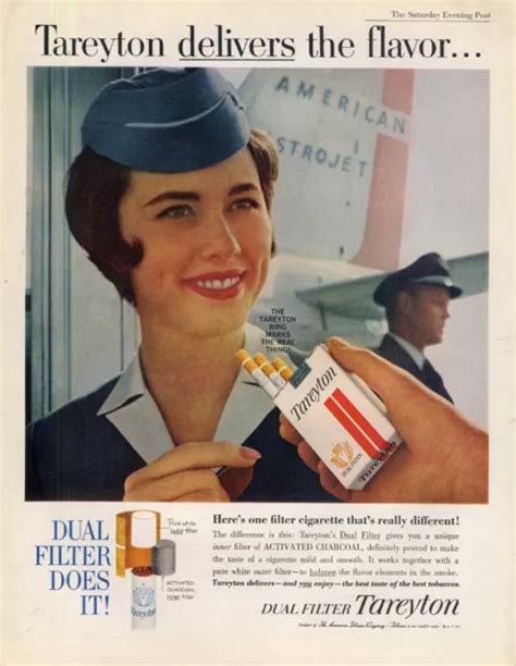 AMERICAN AIRLINES BOEING 707 Stewardess for Tareyton Cigarettes ad 1962 ...