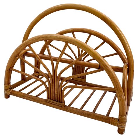 Midcentury French Riviera Bamboo and Rattan Italian Magazine Rack, 1960s For Sale at 1stDibs