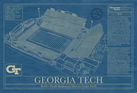 Georgia Tech - Bobby Dodd Stadium - Blueprint Art - Stadium Blueprint ...