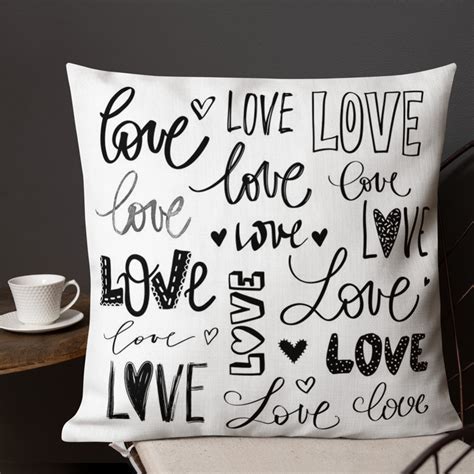 LOVE Black and White Word Art Premium Pillow 18x18 22x22 Word - Etsy