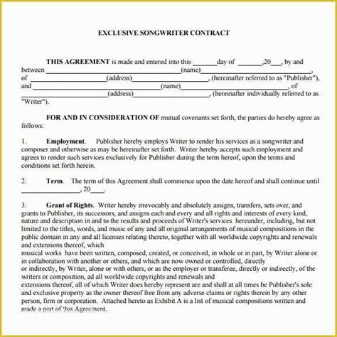 Free Music Performance Contract Templates Of 20 Music Contract ...