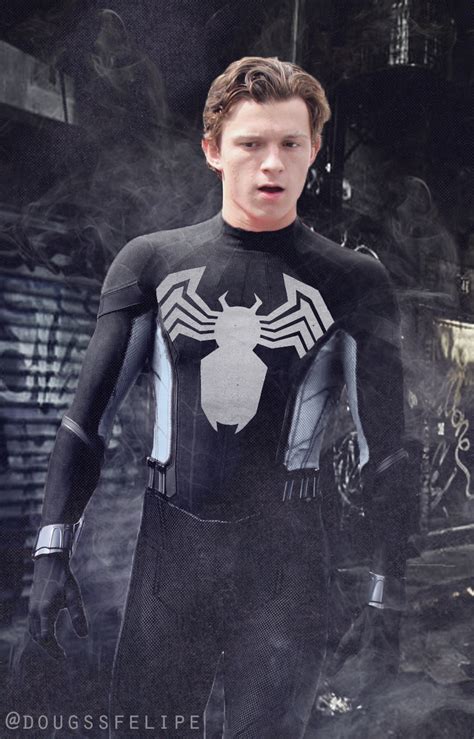 Spider Man Black Suit - Tom Holland - Fan Art by dougssfelipe on DeviantArt