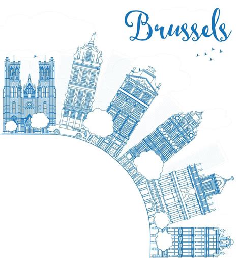 Outline Brussels skyline with blue building and copy space 7520561 ...