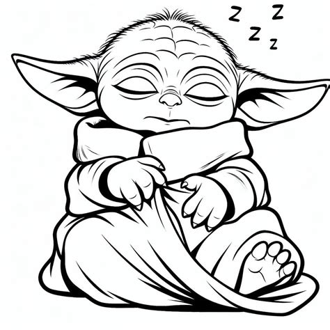 Baby Yoda is Sleeping coloring page - Download, Print or Color Online for Free