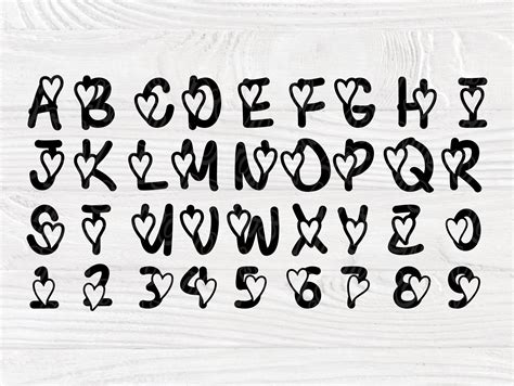 Heart Alphabet Hand Lettering Alphabet Fonts Hand Lettering Alphabet ...