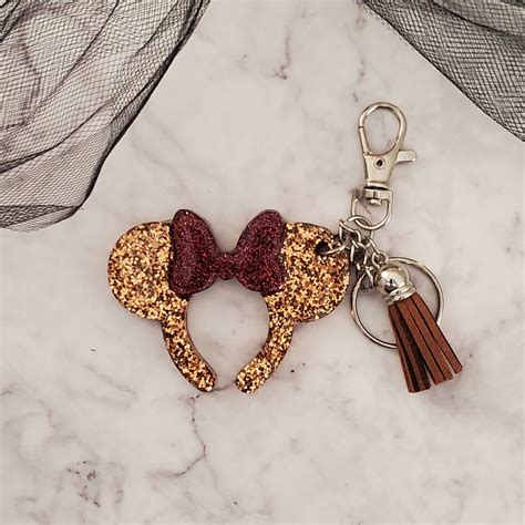 Minnie Ear Keychain Disney Keychain Glitter Keychain | Etsy