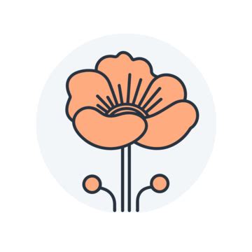 Poppy Flower In A Circle Vector, Poppy, Lineal Icon, Flat Icon PNG and ...