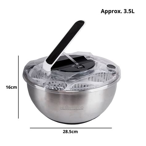 Stainless Steel Salad Bowl Spinner Colander 3.5L – HEARTDECO