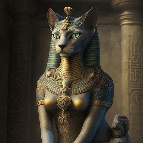 Premium AI Image | Ancient Egyptian goddess Bastet Ancient Egyptian catwoman with gold jewelry AI