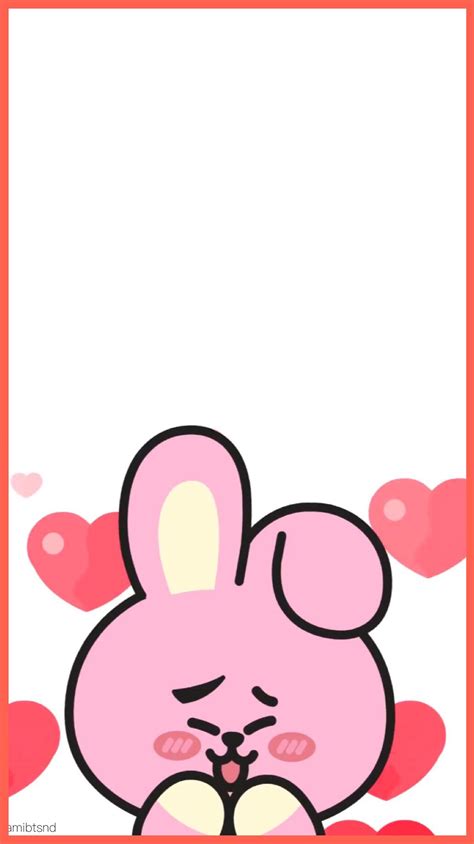 a pink bunny with hearts in the background