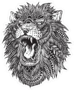 Hand Drawn Tribal Lion Sticker
