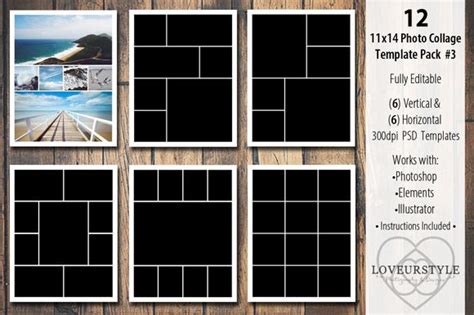 11x14 Photo Collage Template Pack 3 | Album de fotos, Diseños para ...