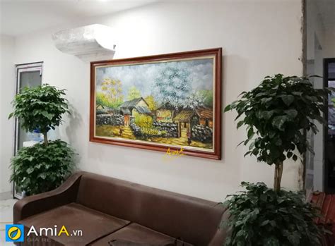 Tranh vẽ sơn dầu khổ lớn chủ đề làng quê Việt Nam - AmiA - Nội thất đẹp, Giá rẻ tại Kho