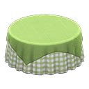 Large covered round table - Green - Green gingham | Animal Crossing (ACNH) | Nookea