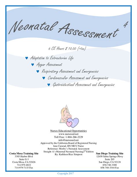 Neonatal Assessment to the 4th Power Home Course - Nurses Educational ...