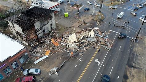 Drone video shows extensive tornado damage in Alabama