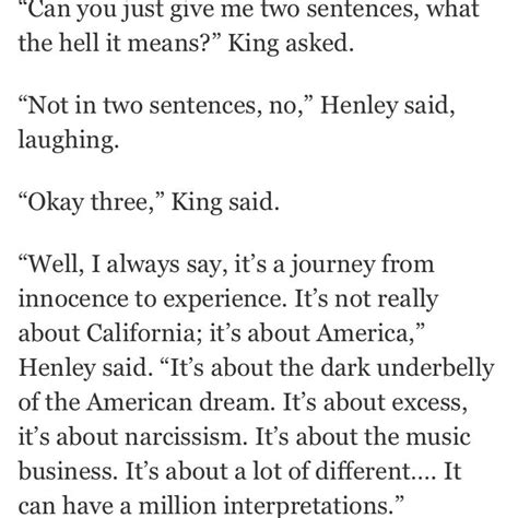 Hotel California meaning, according to Don Henley | Music songs, Quotes, Songs