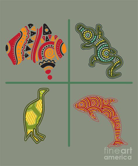 Aboriginal Australian dot art animals Digital Art by Der Faun