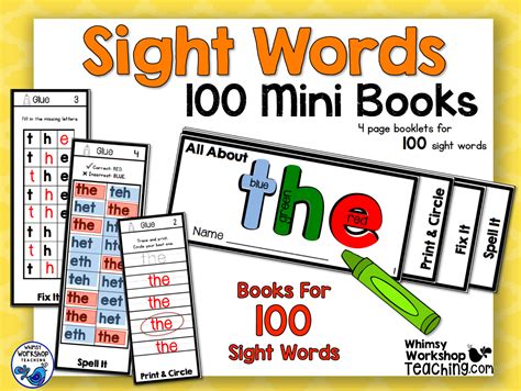 Sight Words - 100 Mini-Books - Whimsy Workshop Teaching